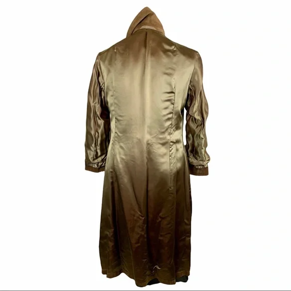70s Suede Belted Trench Coat Double Breasted Brown Womens Medium